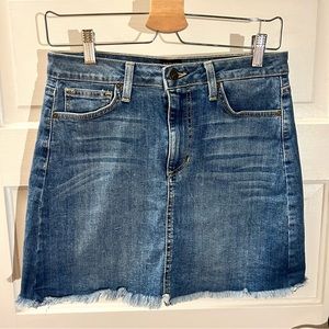 Just Black Raw Hem Denim Mini Skirt